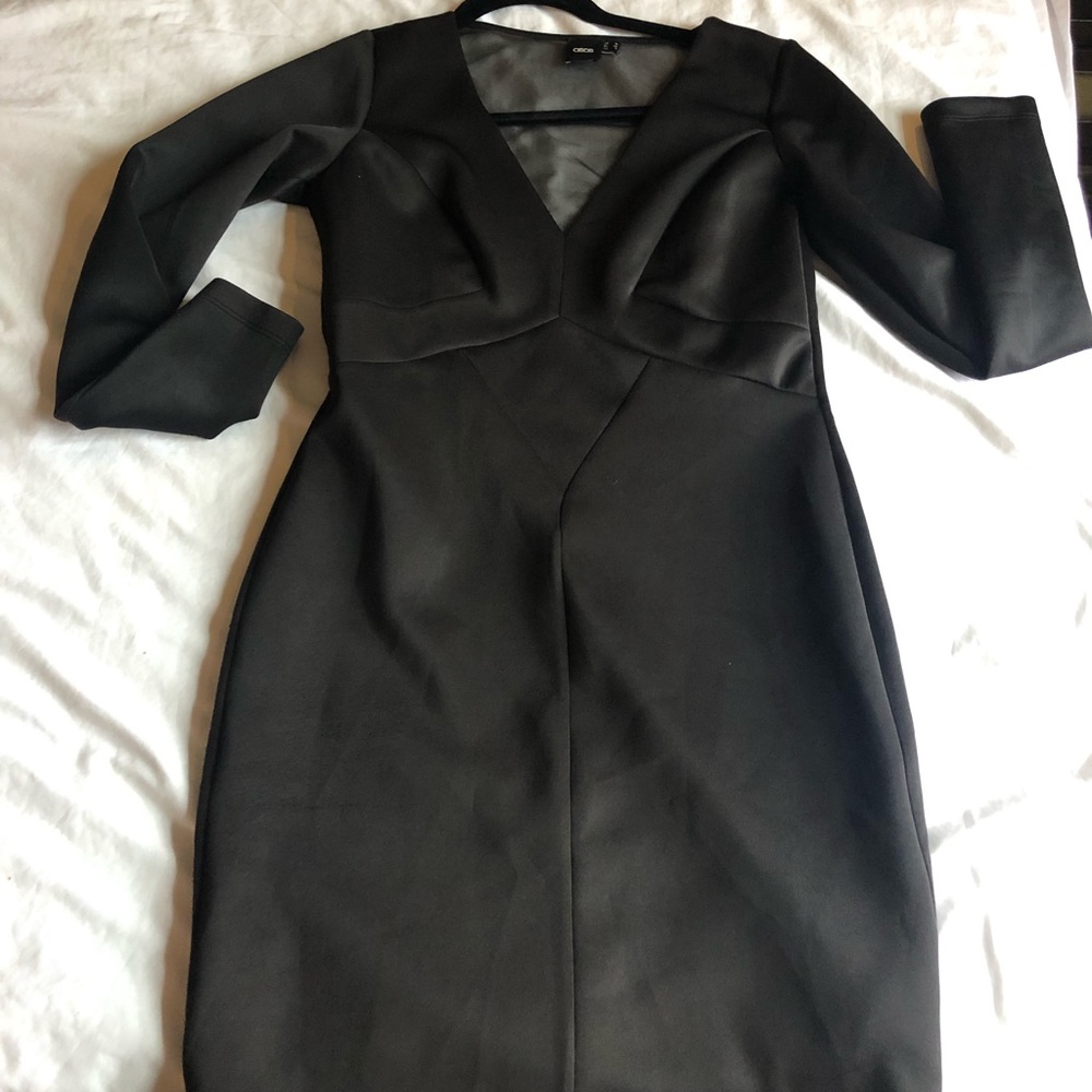 Black scuba material dress with sheer